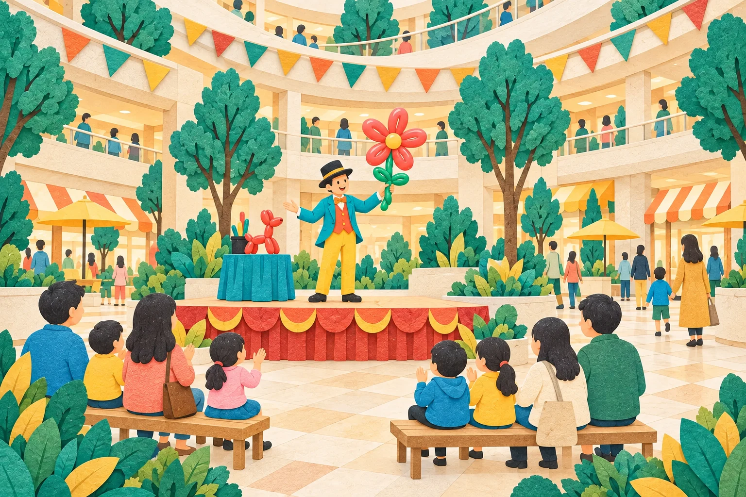 バルーンアートショーを検討するためのイメージイラスト