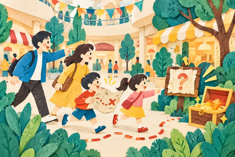 館内謎解きラリーを検討するためのイメージイラスト